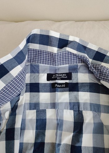 Erkek Mavi Kareli uzun kollu gömlek xxl - Görsel 3