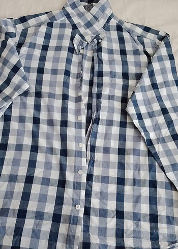Erkek Mavi Kareli uzun kollu gömlek xxl - Görsel 2