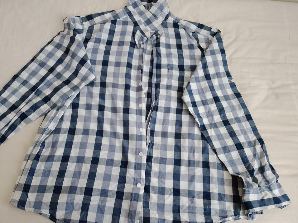 Erkek Mavi Kareli uzun kollu gömlek xxl - Görsel 2