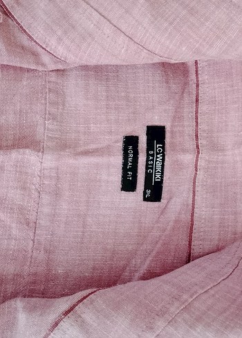 Pembe Keten Erkek Gömlek - Görsel 2