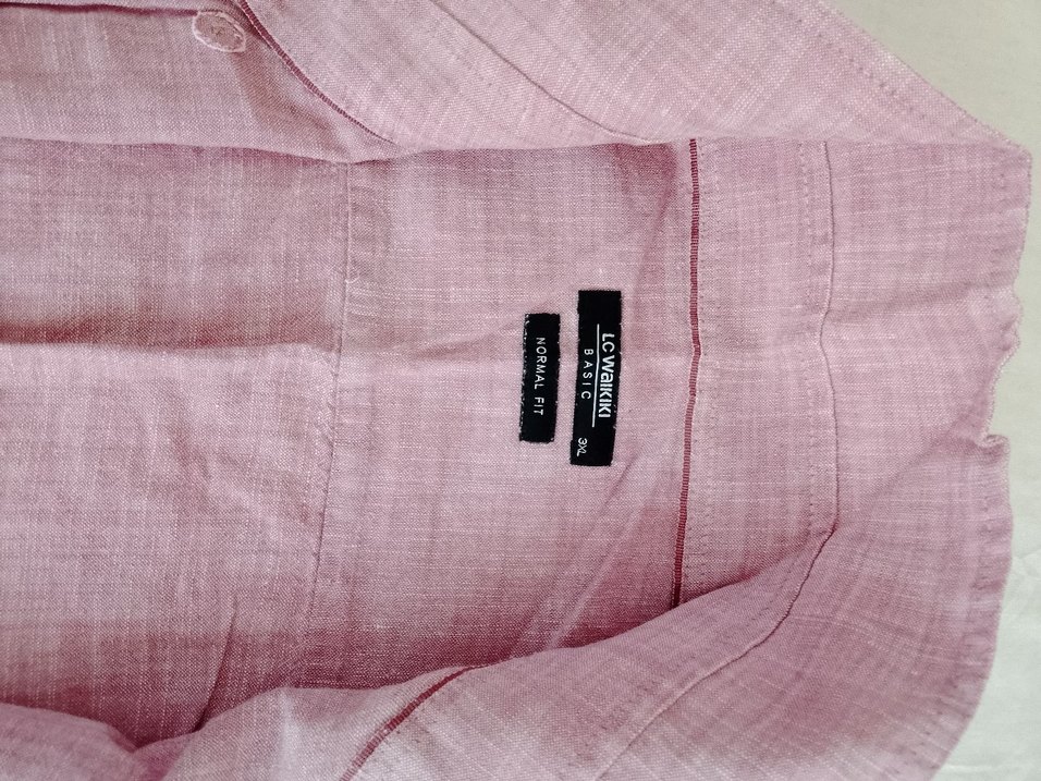 Pembe Keten Erkek Gömlek - Görsel 2