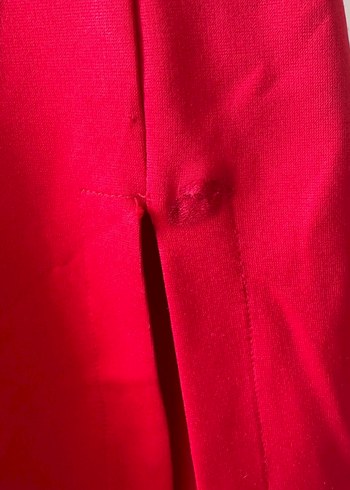 Parlak Kırmızı V Yaka Mini Elbise - Görsel 4