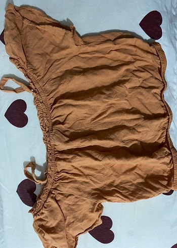 LC Waikiki Düğmeli kiremit renk Keten Mini Bluz