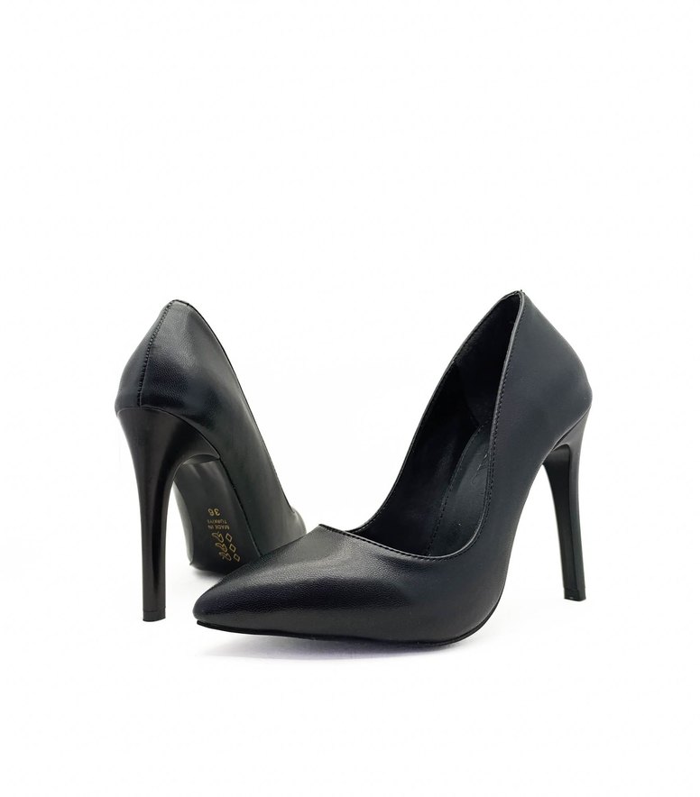 Siyah Yılan Desenli Stiletto Topuklu Kadın Ayakkabı - Görsel 2