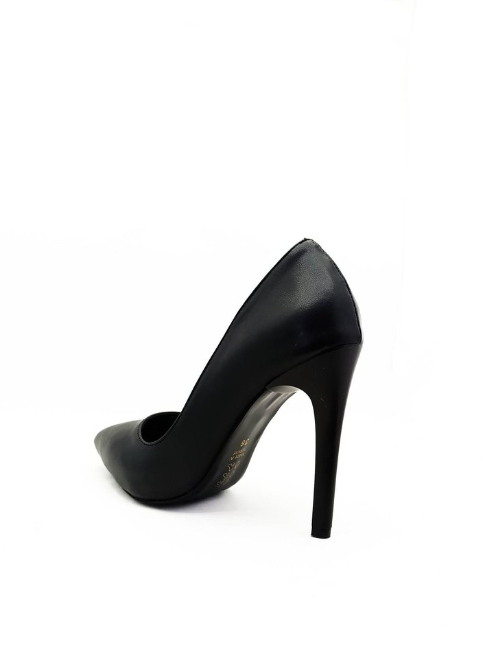 Siyah Yılan Desenli Stiletto Topuklu Kadın Ayakkabı - Görsel 4