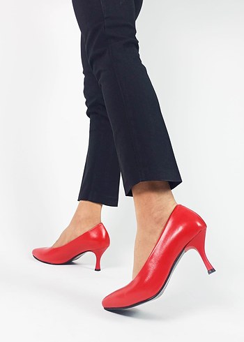 Klasik Kırmızı Stiletto Topuklu Kadın Ayakkabı - Görsel 2