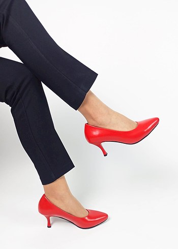 Klasik Kırmızı Stiletto Topuklu Kadın Ayakkabı - Görsel 3