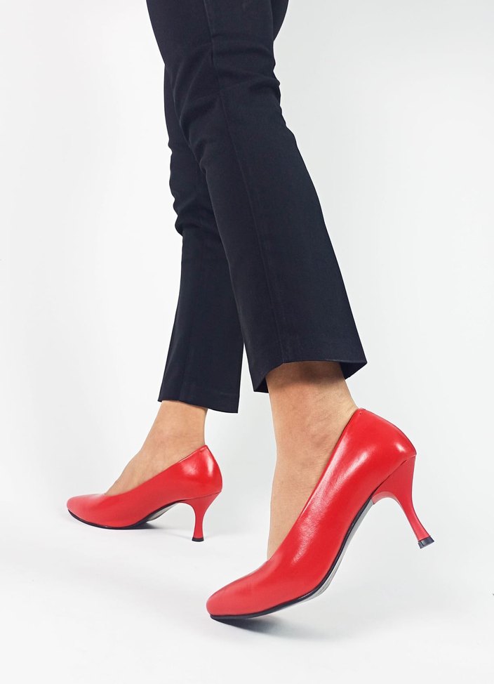 Klasik Kırmızı Stiletto Topuklu Kadın Ayakkabı - Görsel 2