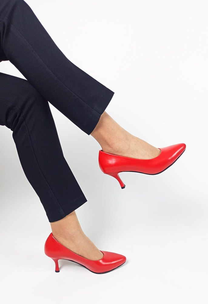 Klasik Kırmızı Stiletto Topuklu Kadın Ayakkabı - Görsel 5