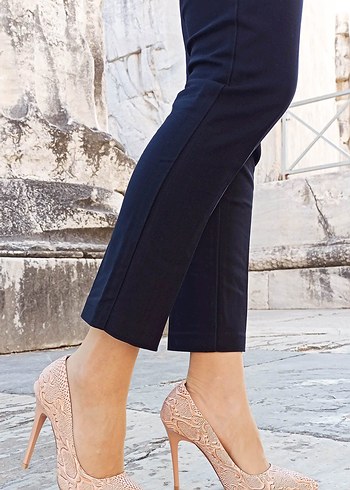 Pembe Yılan Desenli Dantel Stiletto - Görsel 3