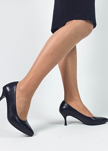 Siyah Stiletto Topuklu Kadın İş Ayakkabısı - Görsel 2