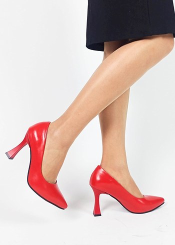 Kadın Kırmızı Stiletto Topuklu Ofis Ayakkabısı - Görsel 3