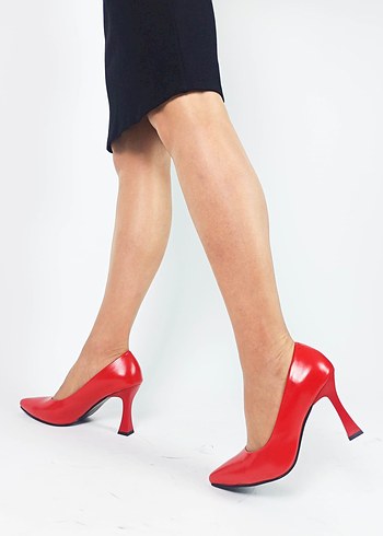 Kadın Kırmızı Stiletto Topuklu Ayakkabı - Görsel 4