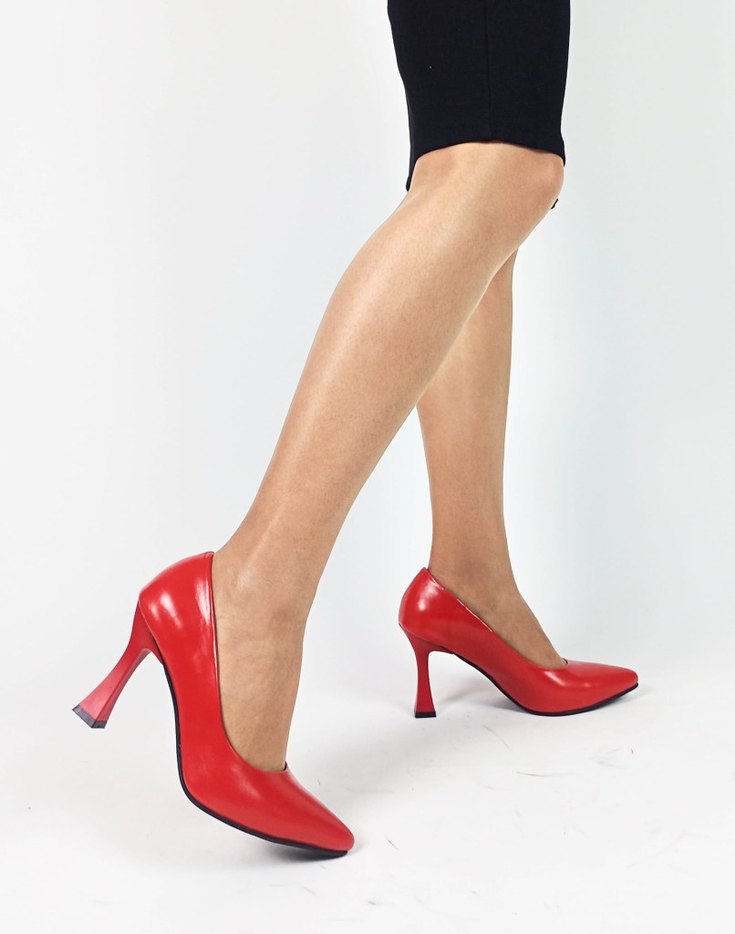 Klasik Kırmızı Stiletto Topuklu Kadın Ayakkabı - Görsel 5