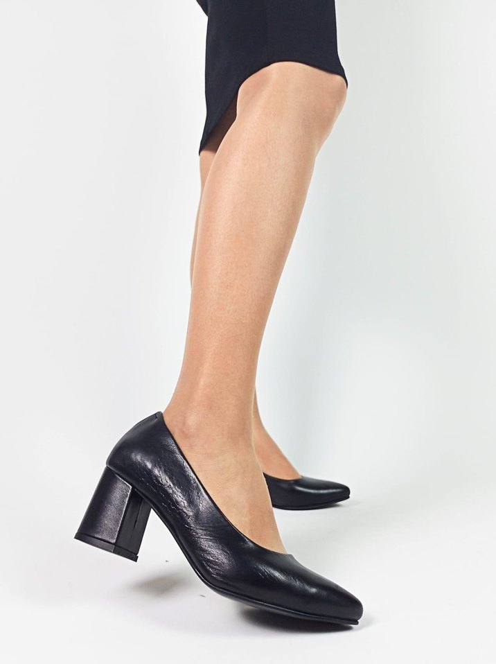 Kadın Siyah Kalın Topuklu Stiletto - Görsel 4