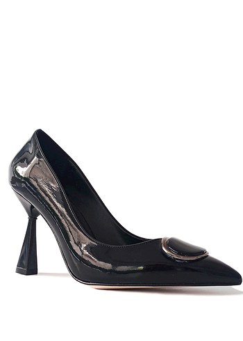 Siyah Tokalı İnce Topuklu Kadın Stiletto - Görsel 3