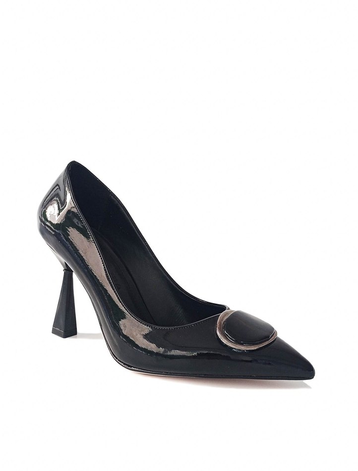 Siyah Tokalı Stiletto Topuklu Kadın Ayakkabı - Görsel 4