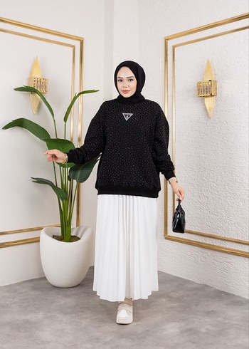 Siyah Payetli Rahat Kesim Tunik - Görsel 3