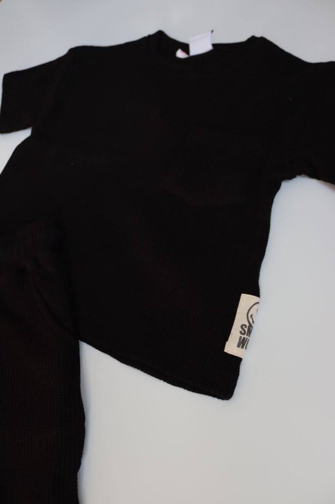 Erkek Bebek Siyah Pamuklu Şort Takım - Görsel 5