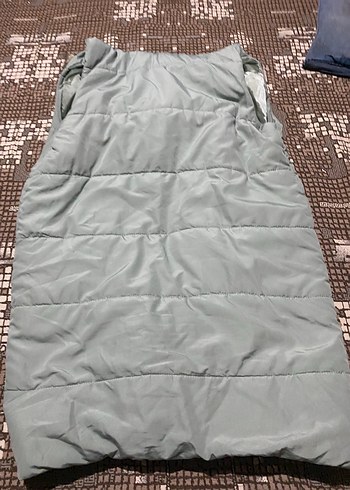 Gri Kadın Kürklü Uzun Şişme Yelek - Görsel 3