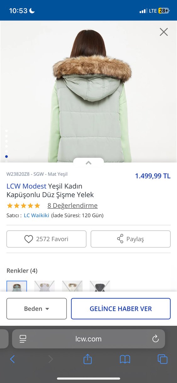 Gri Kadın Kürklü Uzun Şişme Yelek - Görsel 4