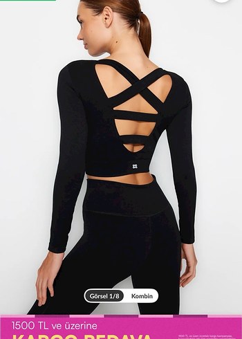 Trendyol & Milla Siyah V Yakalı Uzun Kollu Crop Top