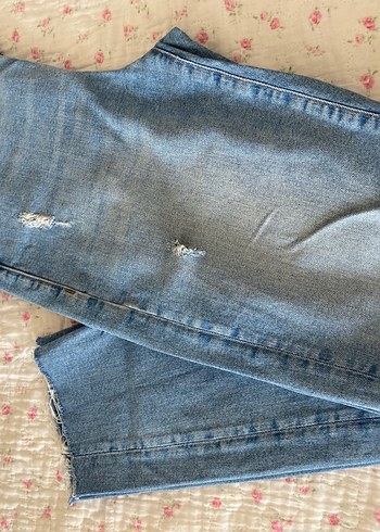 27 Beden Mavi Loose Fit Midi Denim Kadın Jean