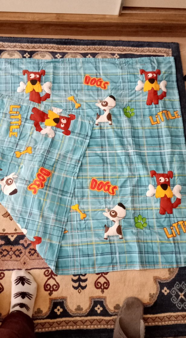 Renkli Baskılı Çocuk Yorganı ve halı üstünde kullanım saglanir - Görsel 3