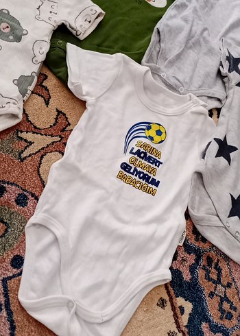 Beyaz Baskılı Pamuklu Bebek Body - Görsel 4
