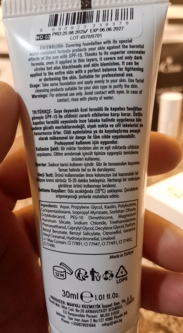 dr.Clinic Intense Cover Fondöten SPF15
yoğun kapatıcı fondöten - Görsel 3