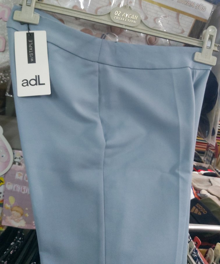 Mavi Pastel Kadın Pamuklu Kumaş Pantolon - Görsel 3