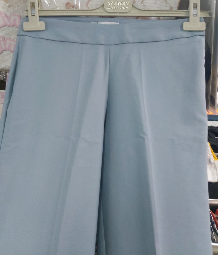 Mavi Pastel Kadın Pamuklu Kumaş Pantolon - Görsel 5