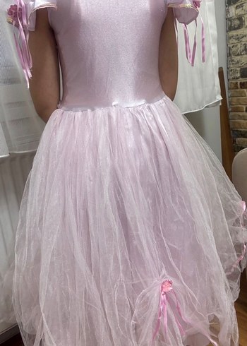 Pembe Drapeli Kız Çocuk Straplez Elbise - Görsel 3