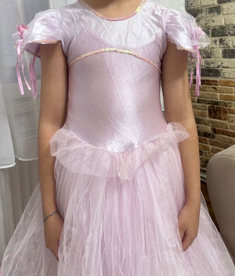 Pembe Drapeli Kız Çocuk Straplez Elbise - Görsel 5