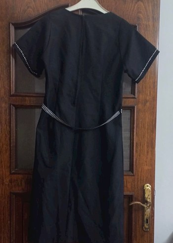 Boncuk İşlemeli Siyah Midi Goth Elbise - Görsel 2