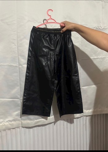 Çocuk Siyah Deri Midi Pantolon - Görsel 4