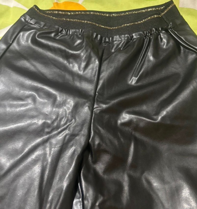 Çocuk Siyah Deri Midi Pantolon - Görsel 3