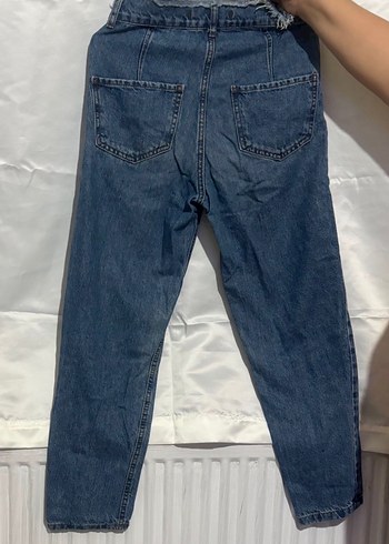 Düğmeli Kısa Mavi Denim Kadın Jean - Görsel 4