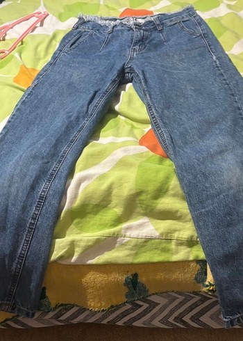 Düğmeli Kısa Mavi Denim Kadın Jean - Görsel 6