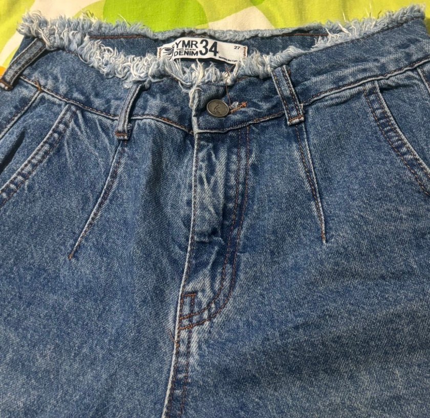 Düğmeli Kısa Mavi Denim Kadın Jean - Görsel 5