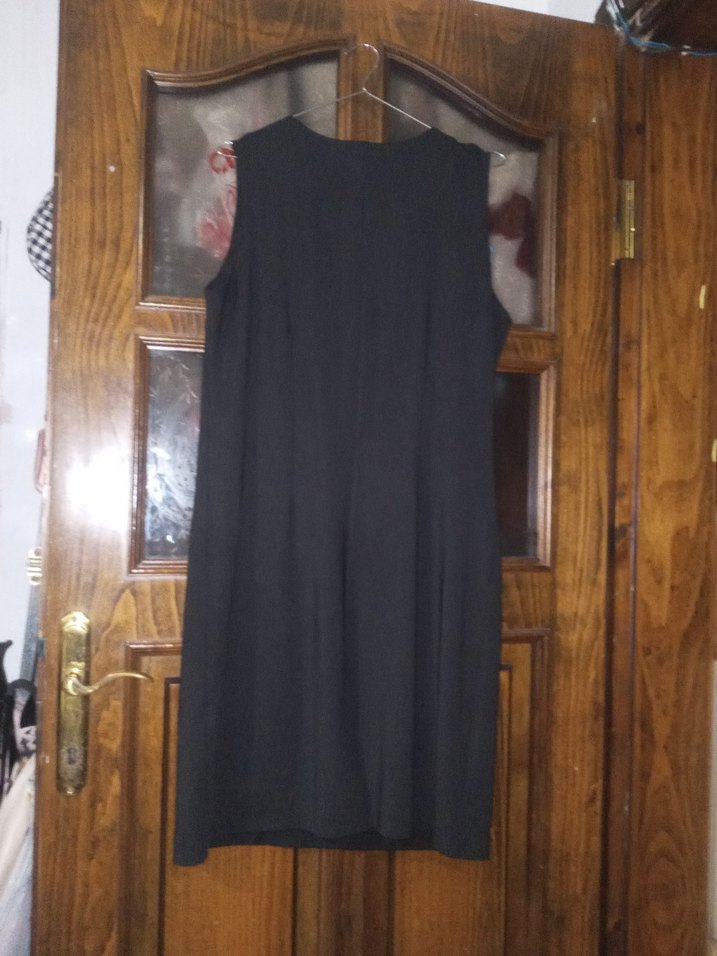 Siyah Midi Kolsuz Ofis Elbisesi - Görsel 2