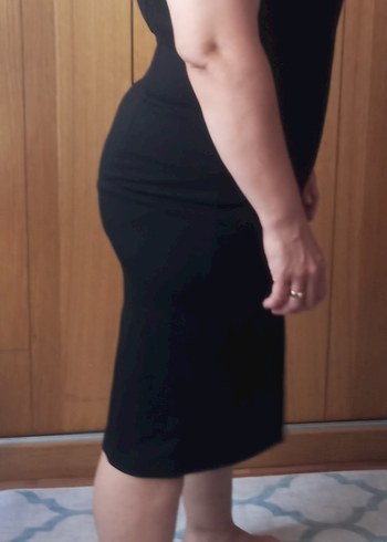 Kısa Kollu Siyah Uzun Elbise - Görsel 3