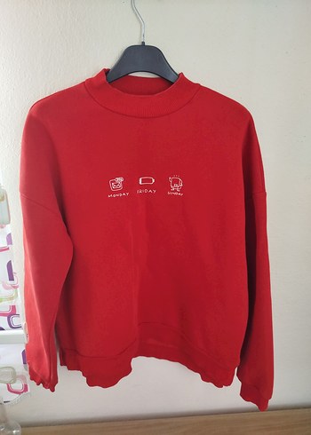 Kadın Kırmızı Baskılı Sweatshirt
