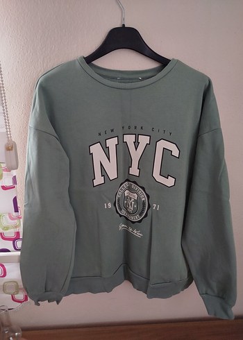 Gri NYC Baskılı Kadın Sweatshirt