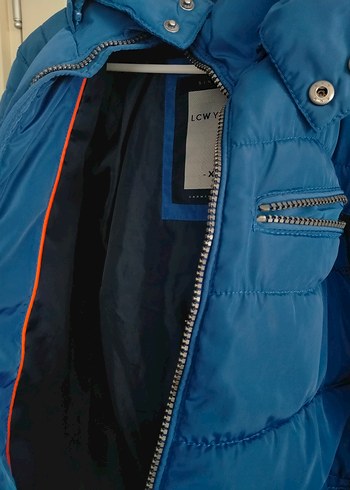 Mavi Fermuarlı Kadın Kışlık Mont - Görsel 3