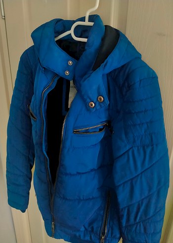 Mavi Fermuarlı Kadın Kışlık Mont - Görsel 4