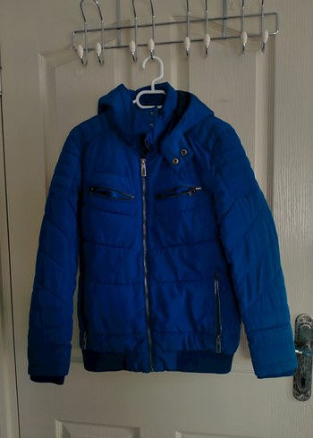 Mavi Fermuarlı Kadın Kışlık Mont - Görsel 2