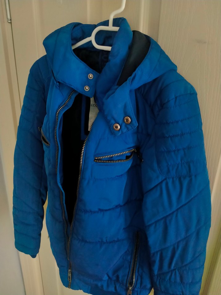 Mavi Fermuarlı Kadın Kışlık Mont - Görsel 4