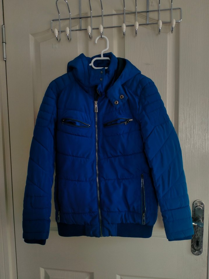 Mavi Fermuarlı Kadın Kışlık Mont - Görsel 2