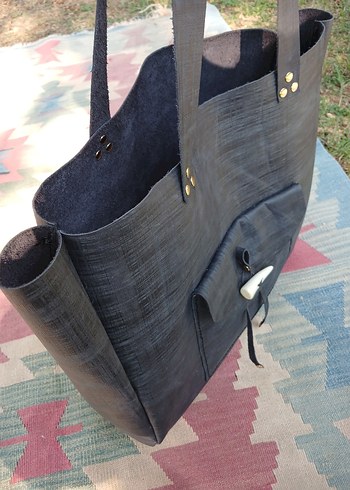 El İşi Deri Tote Çanta - Görsel 3